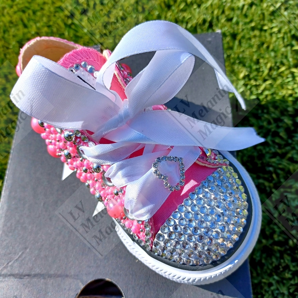 NEW Pink CUSTOM Bling CONVERSE - Toddler shoes (other colors & sizes by Request) - Picture 12 of 12